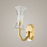 Clear Glass Brass Finish Sconce Lamp Hourglass 1-Head Vintage Wall Mounted Light Fixture Clearhalo 'Wall Lamps & Sconces' 'Wall Lights' Lighting' 780617