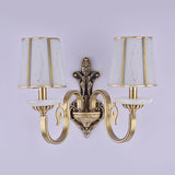 Cone Translucent Glass Sconce Light Fixture Vintage 1/2 Bulb Indoor Wall Mounted Lamp in Brass Clearhalo 'Wall Lamps & Sconces' 'Wall Lights' Lighting' 780662