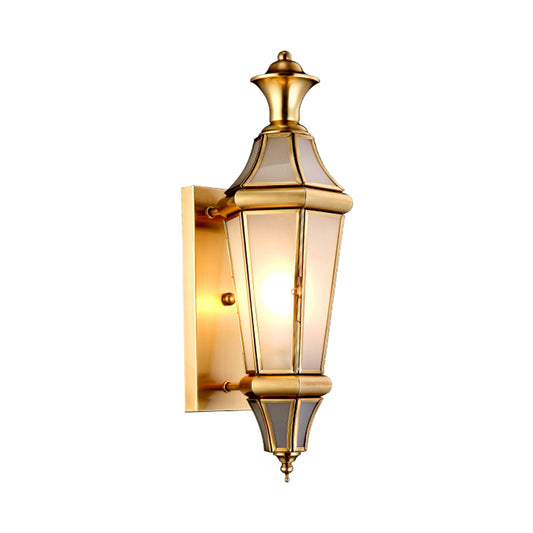 Brass Urn Shaped Wall Mounted Light Vintage Translucent Glass 1 Light Bedside Sconce Lamp Clearhalo 'Wall Lamps & Sconces' 'Wall Lights' Lighting' 780700