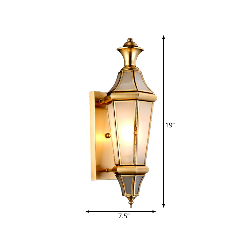 Brass Urn Shaped Wall Mounted Light Vintage Translucent Glass 1 Light Bedside Sconce Lamp Clearhalo 'Wall Lamps & Sconces' 'Wall Lights' Lighting' 780702