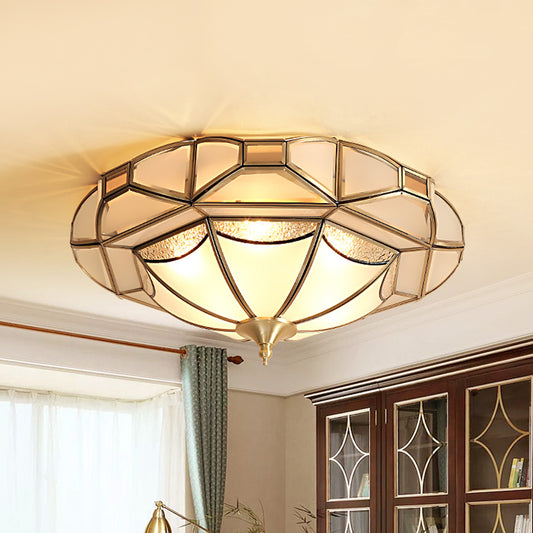 Geometric Bedroom Ceiling Mounted Light Colonial Style Metal 4 Bulbs Brass Flushmount Lamp Brass Clearhalo 'Ceiling Lights' 'Close To Ceiling Lights' 'Close to ceiling' 'Flush mount' Lighting' 780739