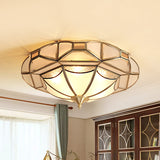 Geometric Bedroom Ceiling Mounted Light Colonial Style Metal 4 Bulbs Brass Flushmount Lamp Brass Clearhalo 'Ceiling Lights' 'Close To Ceiling Lights' 'Close to ceiling' 'Flush mount' Lighting' 780739