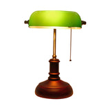 Single Nightstand Light Metal Retro Lounge Table Lamp with Green Half-Oblong Shade and Pull Chain Clearhalo 'Lamps' 'Table Lamps' Lighting' 780819