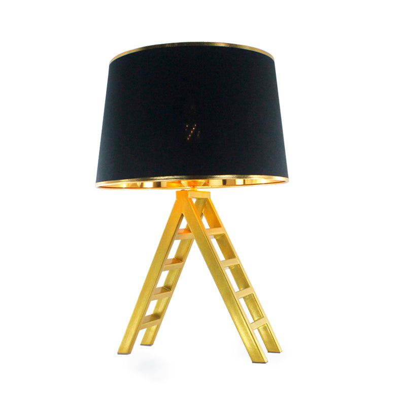 Ladder Shape Night Table Light Modern Metal LED Gold Nightstand Lamp with Drum White/Black Fabric Shade Clearhalo 'Lamps' 'Table Lamps' Lighting' 780860