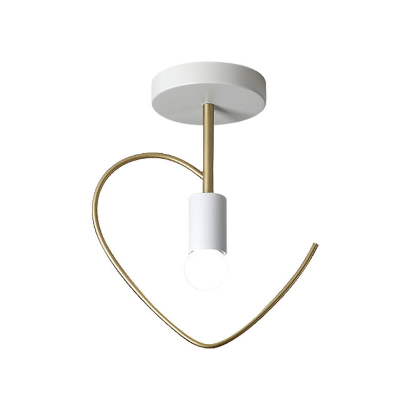 Star/Loving Heart Frame Semi Flush Macaron Iron 1-Light Grey/White/Green Finish Close to Ceiling Lighting for Hallway Clearhalo 'Ceiling Lights' 'Close To Ceiling Lights' 'Close to ceiling' 'Semi-flushmount' Lighting' 780894