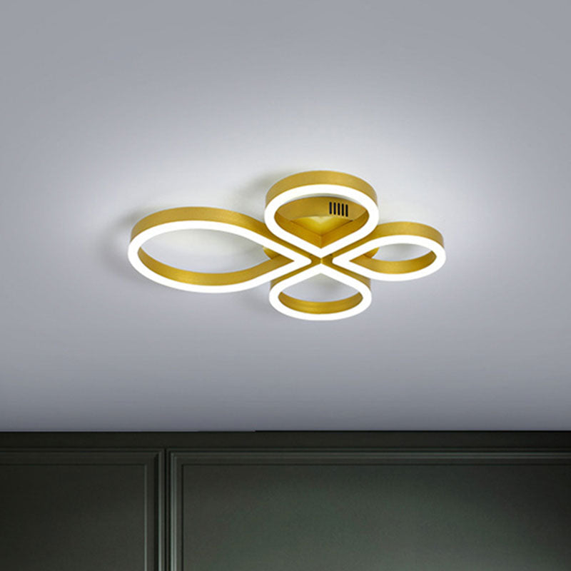 Gold/Coffee Flower Flush Mount Lighting Simple LED Acrylic Flush Ceiling Lamp Fixture in Warm/White Light, 18"/21.5" Wide Gold Clearhalo 'Ceiling Lights' 'Close To Ceiling Lights' 'Close to ceiling' 'Flush mount' Lighting' 780936