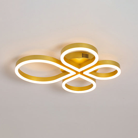 Gold/Coffee Flower Flush Mount Lighting Simple LED Acrylic Flush Ceiling Lamp Fixture in Warm/White Light, 18"/21.5" Wide Clearhalo 'Ceiling Lights' 'Close To Ceiling Lights' 'Close to ceiling' 'Flush mount' Lighting' 780938