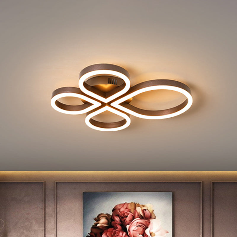 Gold/Coffee Flower Flush Mount Lighting Simple LED Acrylic Flush Ceiling Lamp Fixture in Warm/White Light, 18"/21.5" Wide Clearhalo 'Ceiling Lights' 'Close To Ceiling Lights' 'Close to ceiling' 'Flush mount' Lighting' 780942