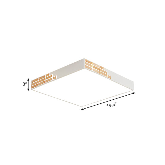 Modern Squared Flushmount Lighting Metal LED Bedroom Flush Mounted Lamp in White, 16"/19.5"/23.5" Width Clearhalo 'Ceiling Lights' 'Close To Ceiling Lights' 'Close to ceiling' 'Flush mount' Lighting' 780963