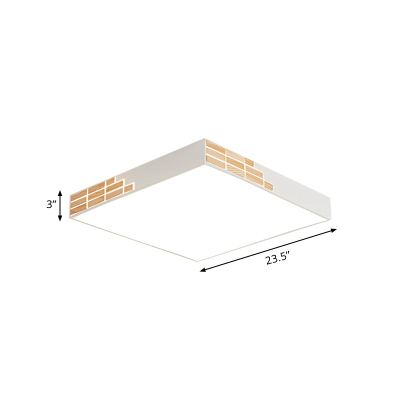 Modern Squared Flushmount Lighting Metal LED Bedroom Flush Mounted Lamp in White, 16"/19.5"/23.5" Width Clearhalo 'Ceiling Lights' 'Close To Ceiling Lights' 'Close to ceiling' 'Flush mount' Lighting' 780964