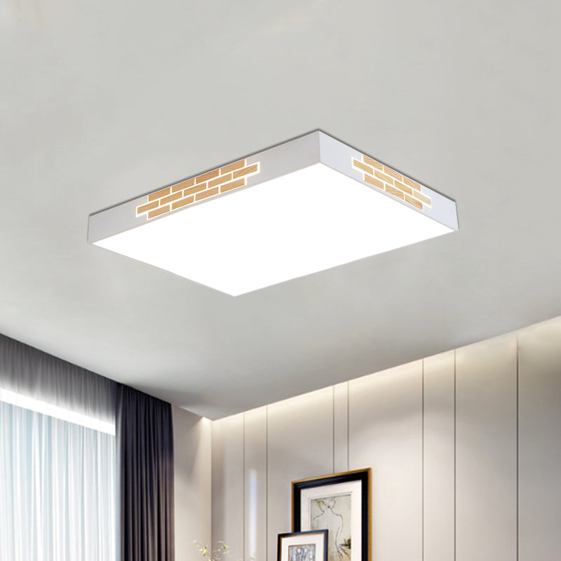 Metallic Rectangular Flush Mount Fixture Modernism 23.5"/31.5" Long LED White Flush Ceiling Light for Living Room White Clearhalo 'Ceiling Lights' 'Close To Ceiling Lights' 'Close to ceiling' 'Flush mount' Lighting' 780965