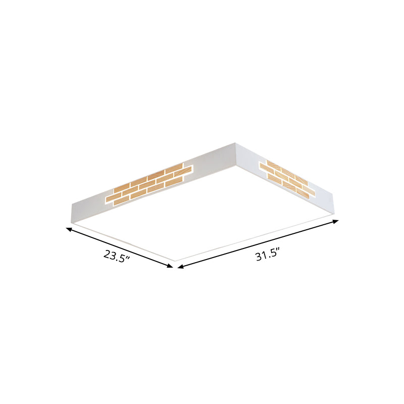 Metallic Rectangular Flush Mount Fixture Modernism 23.5"/31.5" Long LED White Flush Ceiling Light for Living Room Clearhalo 'Ceiling Lights' 'Close To Ceiling Lights' 'Close to ceiling' 'Flush mount' Lighting' 780969