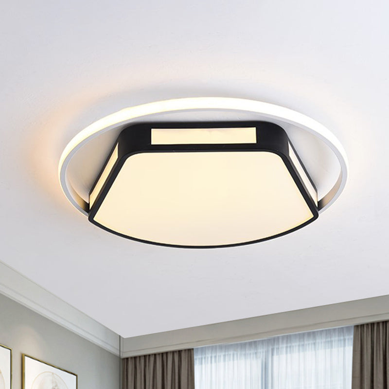 16"/19.5" W Round/Square Ceiling Flush Mount Minimalist Metallic LED Bedroom Flush Lighting in White and Black Clearhalo 'Ceiling Lights' 'Close To Ceiling Lights' 'Close to ceiling' 'Flush mount' Lighting' 780971