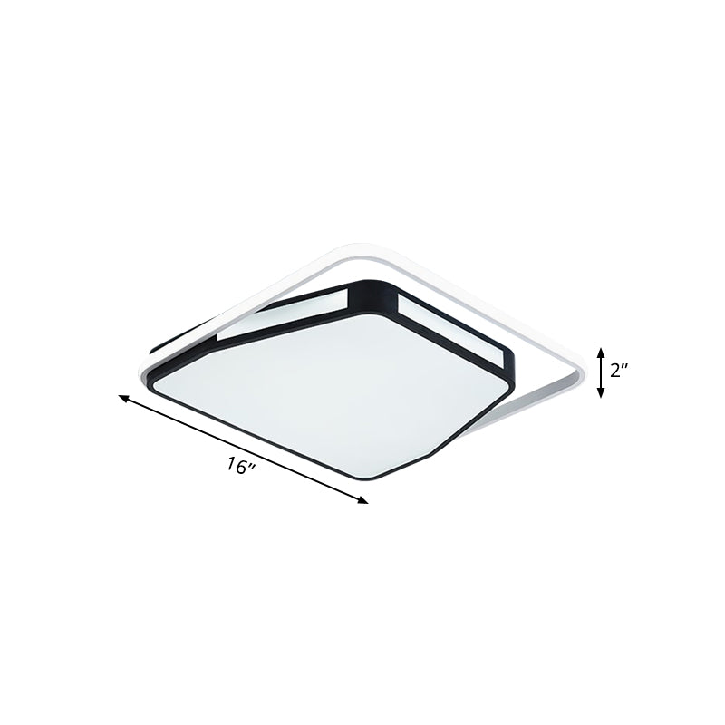 16"/19.5" W Round/Square Ceiling Flush Mount Minimalist Metallic LED Bedroom Flush Lighting in White and Black Clearhalo 'Ceiling Lights' 'Close To Ceiling Lights' 'Close to ceiling' 'Flush mount' Lighting' 780979