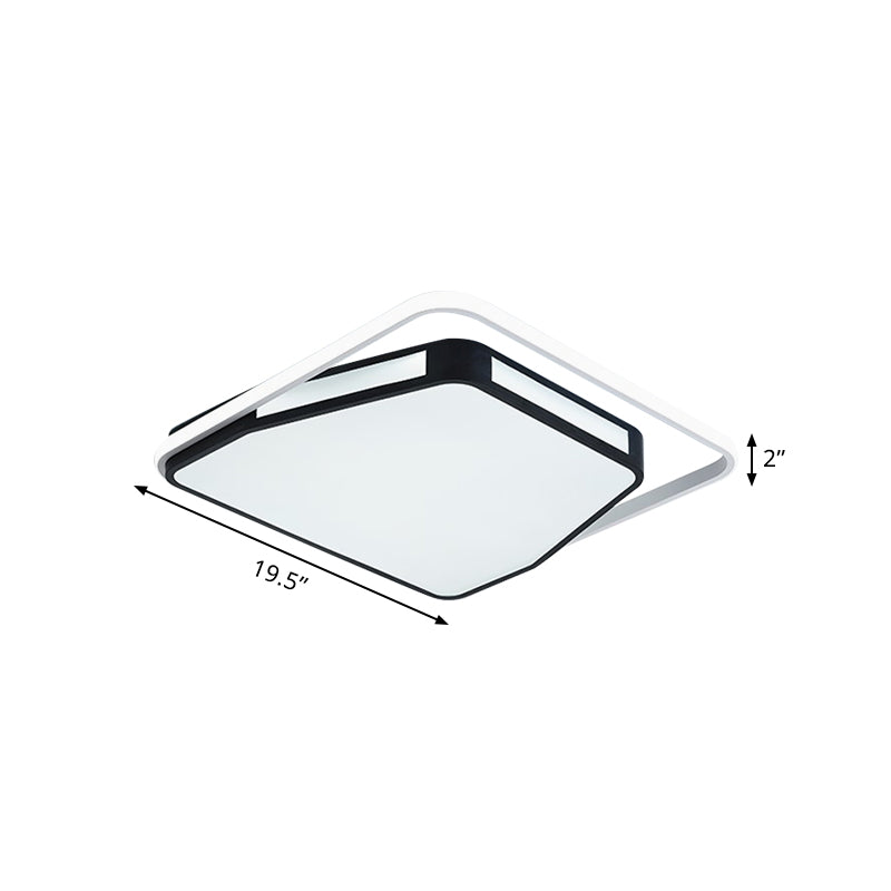 16"/19.5" W Round/Square Ceiling Flush Mount Minimalist Metallic LED Bedroom Flush Lighting in White and Black Clearhalo 'Ceiling Lights' 'Close To Ceiling Lights' 'Close to ceiling' 'Flush mount' Lighting' 780980