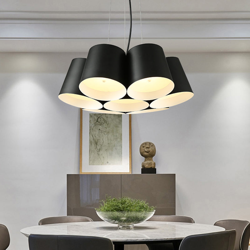 Modern Drum Pendant Chandelier Metal 3/7-Light Bedroom LED Hanging Ceiling Lamp in Black Clearhalo 'Ceiling Lights' 'Modern Pendants' 'Modern' 'Pendant Lights' 'Pendants' Lighting' 780996