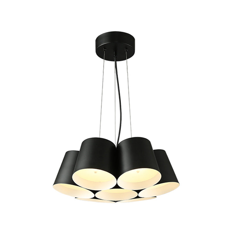 Modern Drum Pendant Chandelier Metal 3/7-Light Bedroom LED Hanging Ceiling Lamp in Black Clearhalo 'Ceiling Lights' 'Modern Pendants' 'Modern' 'Pendant Lights' 'Pendants' Lighting' 780997