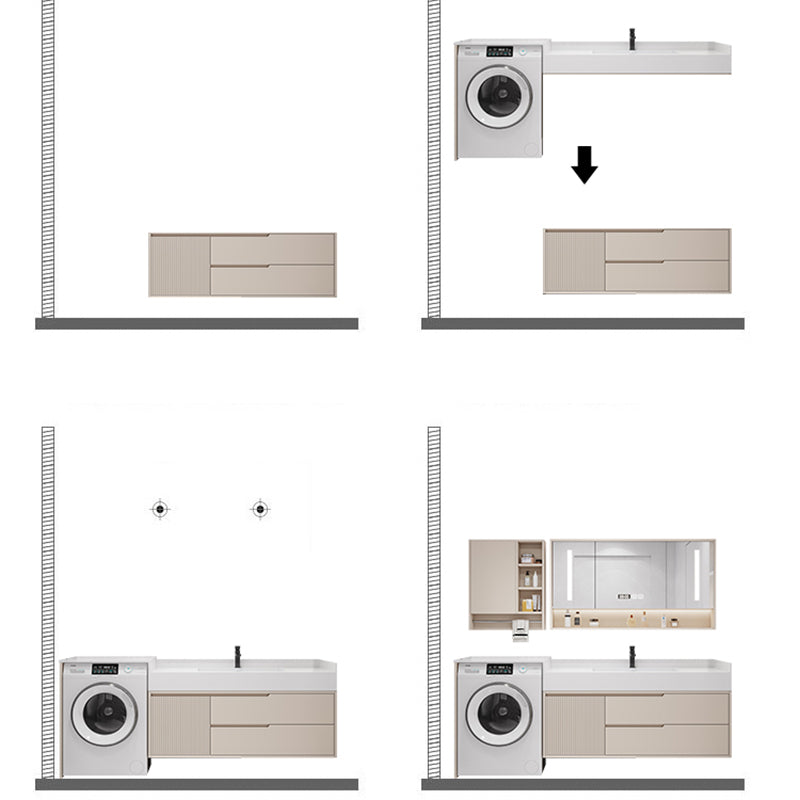 Mirror Included Freestanding Modern Bathroom Sink Vanity with Sink Clearhalo 'Bathroom Remodel & Bathroom Fixtures' 'Bathroom Vanities' 'bathroom_vanities' 'Home Improvement' 'home_improvement' 'home_improvement_bathroom_vanities' 7811539