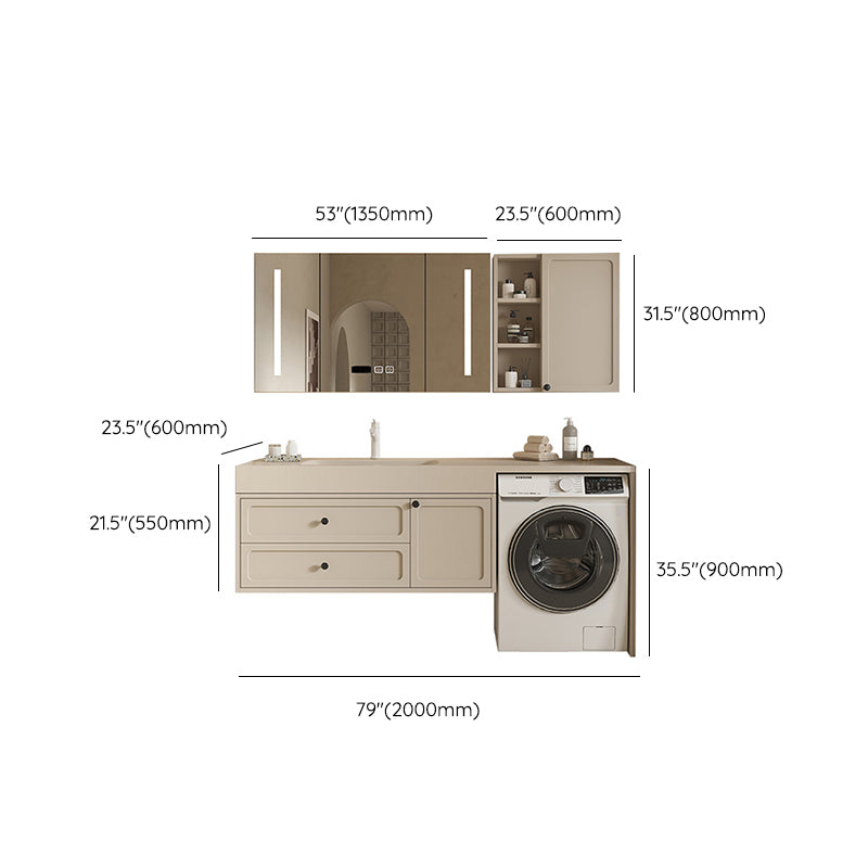 Mirror Included Freestanding Modern Bathroom Sink Vanity with Sink Clearhalo 'Bathroom Remodel & Bathroom Fixtures' 'Bathroom Vanities' 'bathroom_vanities' 'Home Improvement' 'home_improvement' 'home_improvement_bathroom_vanities' 7811542