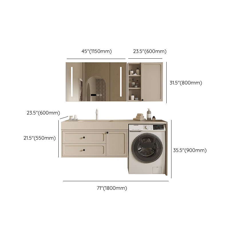 Mirror Included Freestanding Modern Bathroom Sink Vanity with Sink Clearhalo 'Bathroom Remodel & Bathroom Fixtures' 'Bathroom Vanities' 'bathroom_vanities' 'Home Improvement' 'home_improvement' 'home_improvement_bathroom_vanities' 7811544