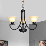 Black 3/5/6 Heads Chandelier Light Fixture Traditional White Glass Bell Pendant Lighting with Curvy Arm Clearhalo 'Ceiling Lights' 'Chandeliers' Lighting' options 781233