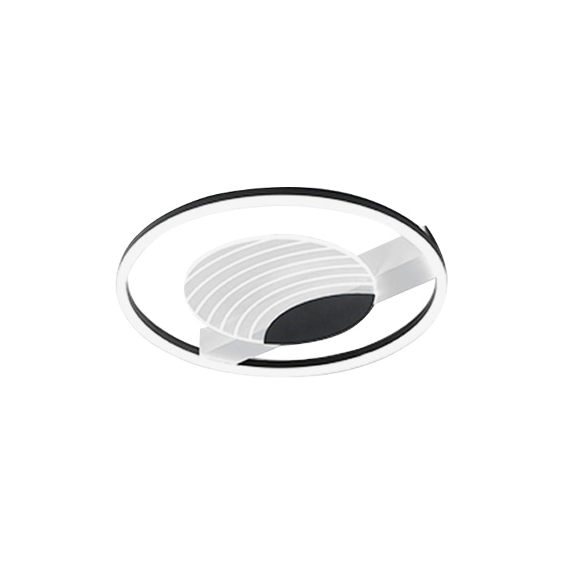 Acrylic Circle Flush Mount Lamp Minimalism Black/Gold 16/19.5 Inch Wide LED Ceiling Fixture with Wave Pattern, Warm/White Light Clearhalo 'Ceiling Lights' 'Close To Ceiling Lights' 'Close to ceiling' 'Flush mount' Lighting' 781282