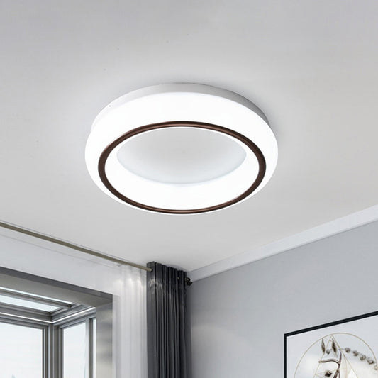 Simple Hoop Acrylic Flush Mount LED Surface Ceiling Lamp in Black and White for Bedroom Clearhalo 'Ceiling Lights' 'Close To Ceiling Lights' 'Close to ceiling' 'Flush mount' Lighting' 781288