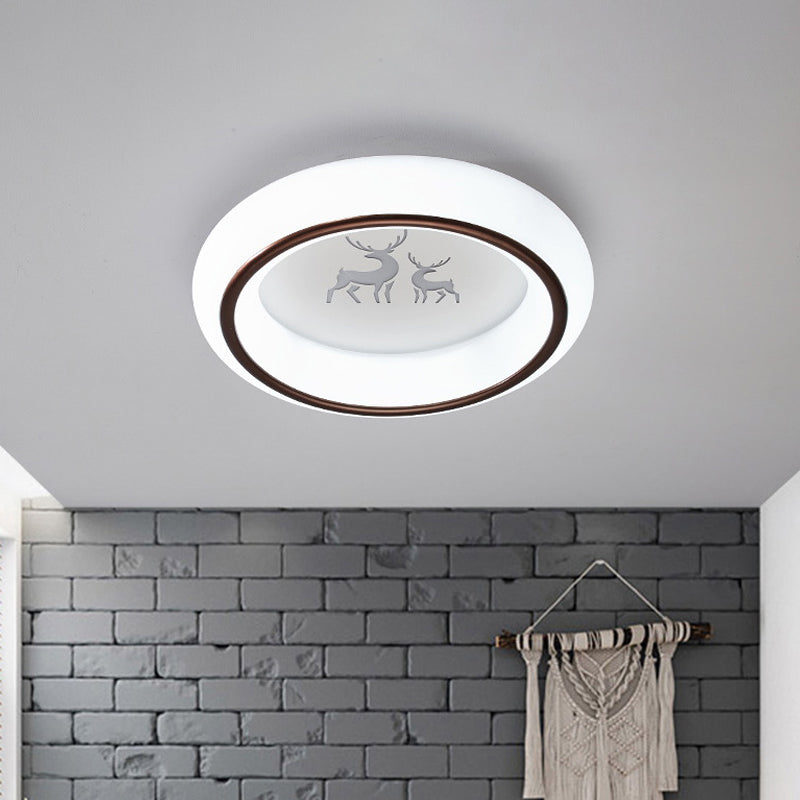 Circular Flush Mount Ceiling Light Nordic Acrylic White LED Flushmount with Elk/Star/Hot Air Balloon Pattern Clearhalo 'Ceiling Lights' 'Close To Ceiling Lights' 'Close to ceiling' 'Flush mount' Lighting' 781292