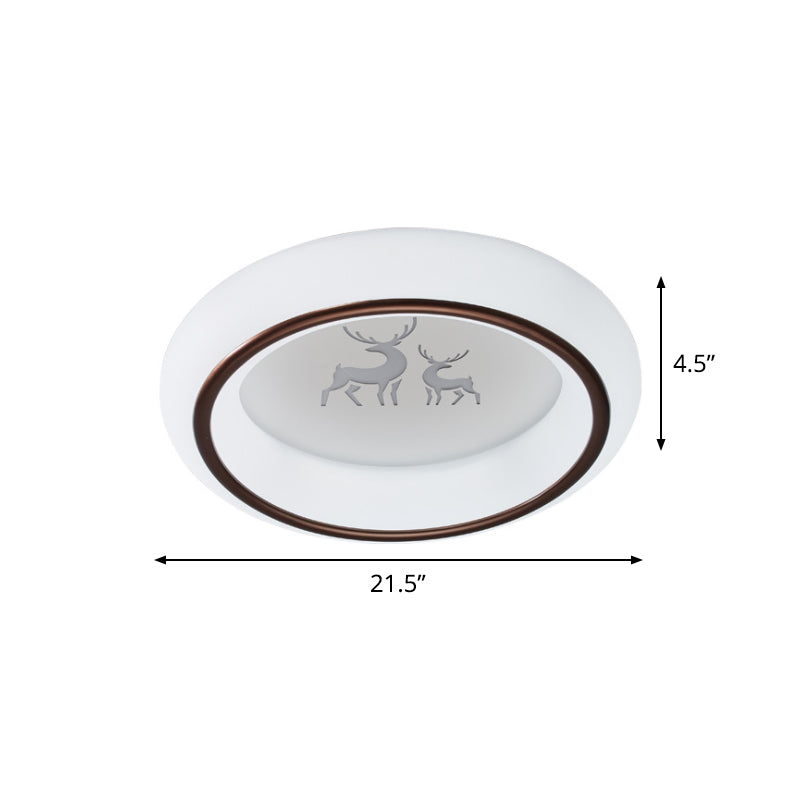 Circular Flush Mount Ceiling Light Nordic Acrylic White LED Flushmount with Elk/Star/Hot Air Balloon Pattern Clearhalo 'Ceiling Lights' 'Close To Ceiling Lights' 'Close to ceiling' 'Flush mount' Lighting' 781294