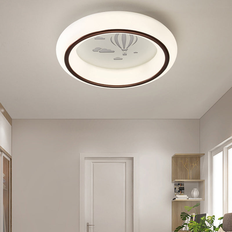 Circular Flush Mount Ceiling Light Nordic Acrylic White LED Flushmount with Elk/Star/Hot Air Balloon Pattern Clearhalo 'Ceiling Lights' 'Close To Ceiling Lights' 'Close to ceiling' 'Flush mount' Lighting' 781296