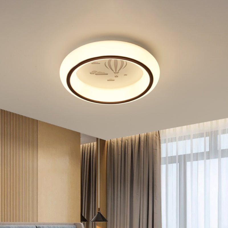 Circular Flush Mount Ceiling Light Nordic Acrylic White LED Flushmount with Elk/Star/Hot Air Balloon Pattern Clearhalo 'Ceiling Lights' 'Close To Ceiling Lights' 'Close to ceiling' 'Flush mount' Lighting' 781297