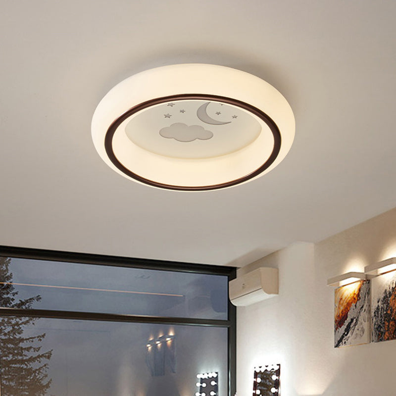 Circular Flush Mount Ceiling Light Nordic Acrylic White LED Flushmount with Elk/Star/Hot Air Balloon Pattern White Star Clearhalo 'Ceiling Lights' 'Close To Ceiling Lights' 'Close to ceiling' 'Flush mount' Lighting' 781299