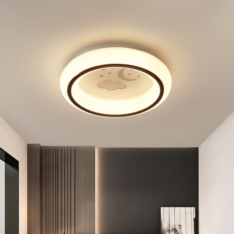 Circular Flush Mount Ceiling Light Nordic Acrylic White LED Flushmount with Elk/Star/Hot Air Balloon Pattern Clearhalo 'Ceiling Lights' 'Close To Ceiling Lights' 'Close to ceiling' 'Flush mount' Lighting' 781300