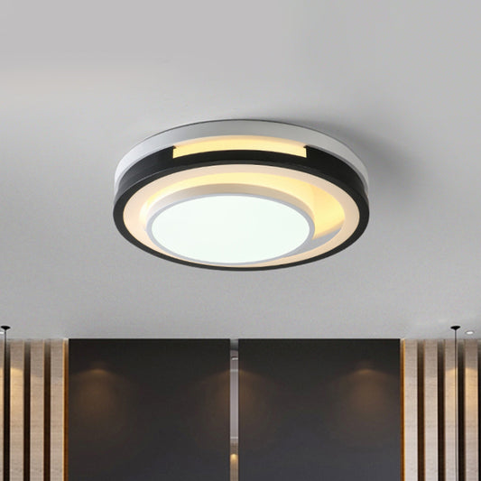 Black-White Cutouts Round Flush Light Modernist Iron LED Close to Ceiling Lamp in Warm/White Light Clearhalo 'Ceiling Lights' 'Close To Ceiling Lights' 'Close to ceiling' 'Flush mount' Lighting' 781324