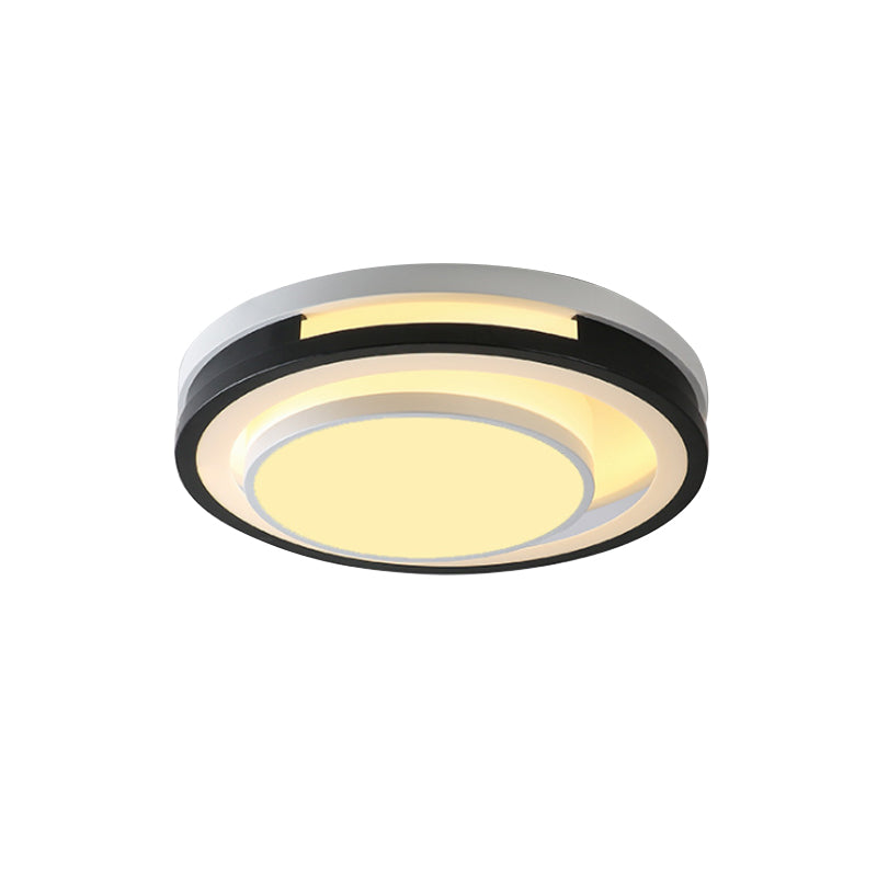 Black-White Cutouts Round Flush Light Modernist Iron LED Close to Ceiling Lamp in Warm/White Light Clearhalo 'Ceiling Lights' 'Close To Ceiling Lights' 'Close to ceiling' 'Flush mount' Lighting' 781325