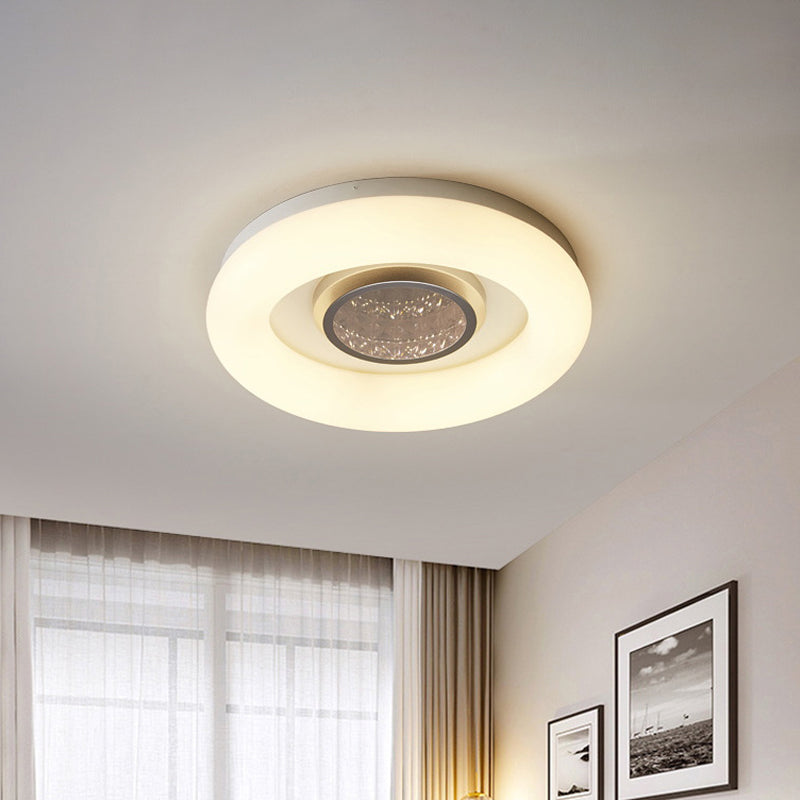 Bedroom LED Ceiling Flush Minimalist Black/Grey/Silver Flush Mount Light with Ring Acrylic Shade Silver Clearhalo 'Ceiling Lights' 'Close To Ceiling Lights' 'Close to ceiling' 'Flush mount' Lighting' 781335