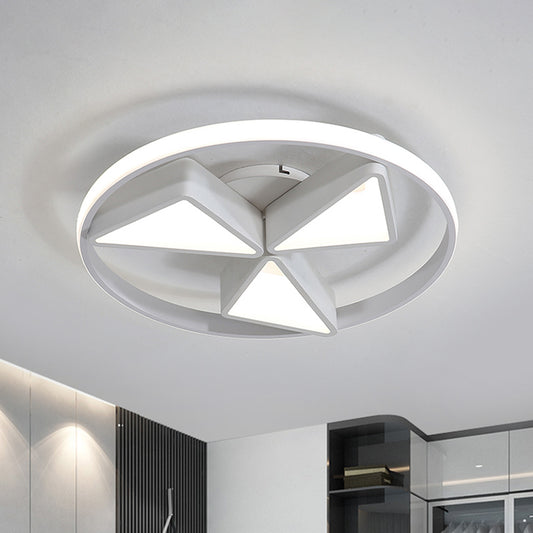 Iron Windmill Ceiling Flushmount Lamp Nordic Grey/White LED Flush Light Fixture with Out Glow Ring in Warm/White Light White Clearhalo 'Ceiling Lights' 'Close To Ceiling Lights' 'Close to ceiling' 'Flush mount' Lighting' 781343