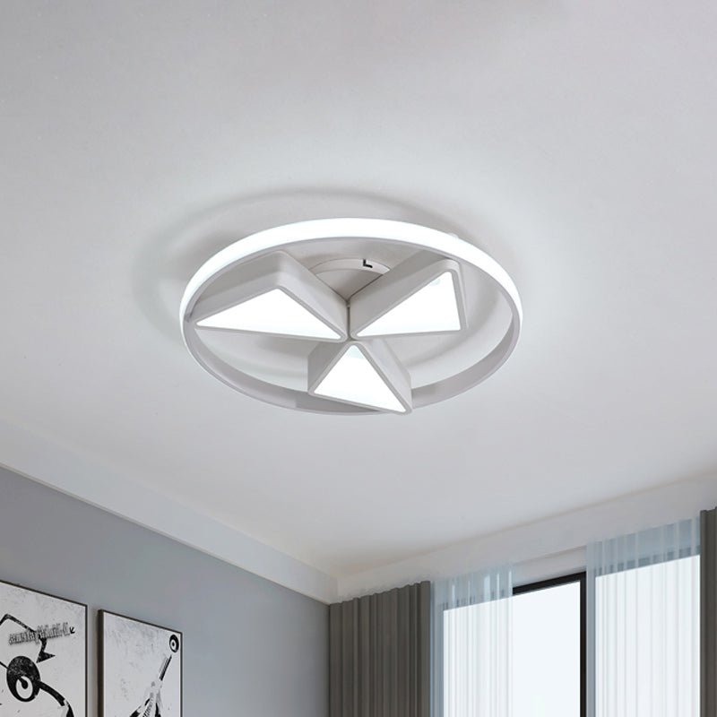 Iron Windmill Ceiling Flushmount Lamp Nordic Grey/White LED Flush Light Fixture with Out Glow Ring in Warm/White Light Clearhalo 'Ceiling Lights' 'Close To Ceiling Lights' 'Close to ceiling' 'Flush mount' Lighting' 781344