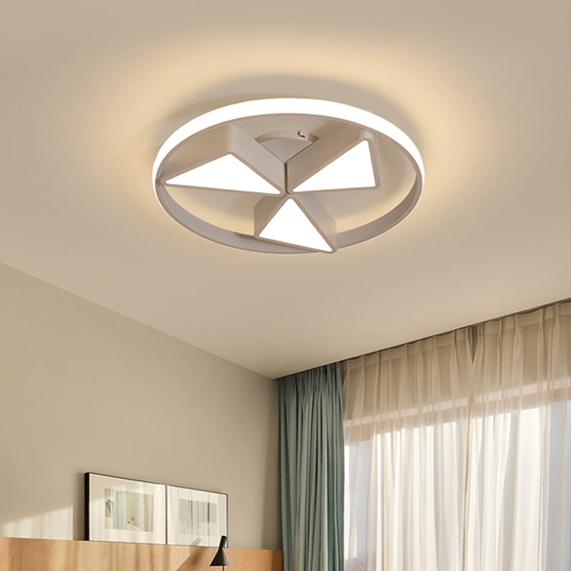 Iron Windmill Ceiling Flushmount Lamp Nordic Grey/White LED Flush Light Fixture with Out Glow Ring in Warm/White Light Clearhalo 'Ceiling Lights' 'Close To Ceiling Lights' 'Close to ceiling' 'Flush mount' Lighting' 781345