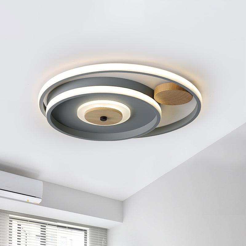 Multi-Circle Bedroom Ceiling Fixture Acrylic Nordic 16.5/20.5 Inches Wide LED Flush Mounted Lamp in Grey Grey Clearhalo 'Ceiling Lights' 'Close To Ceiling Lights' 'Close to ceiling' 'Flush mount' Lighting' 781347