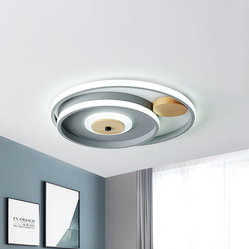 Multi-Circle Bedroom Ceiling Fixture Acrylic Nordic 16.5/20.5 Inches Wide LED Flush Mounted Lamp in Grey Clearhalo 'Ceiling Lights' 'Close To Ceiling Lights' 'Close to ceiling' 'Flush mount' Lighting' 781348