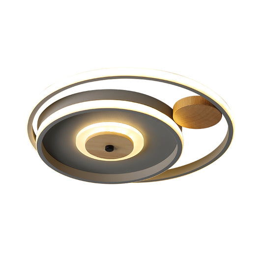 Multi-Circle Bedroom Ceiling Fixture Acrylic Nordic 16.5/20.5 Inches Wide LED Flush Mounted Lamp in Grey Clearhalo 'Ceiling Lights' 'Close To Ceiling Lights' 'Close to ceiling' 'Flush mount' Lighting' 781349