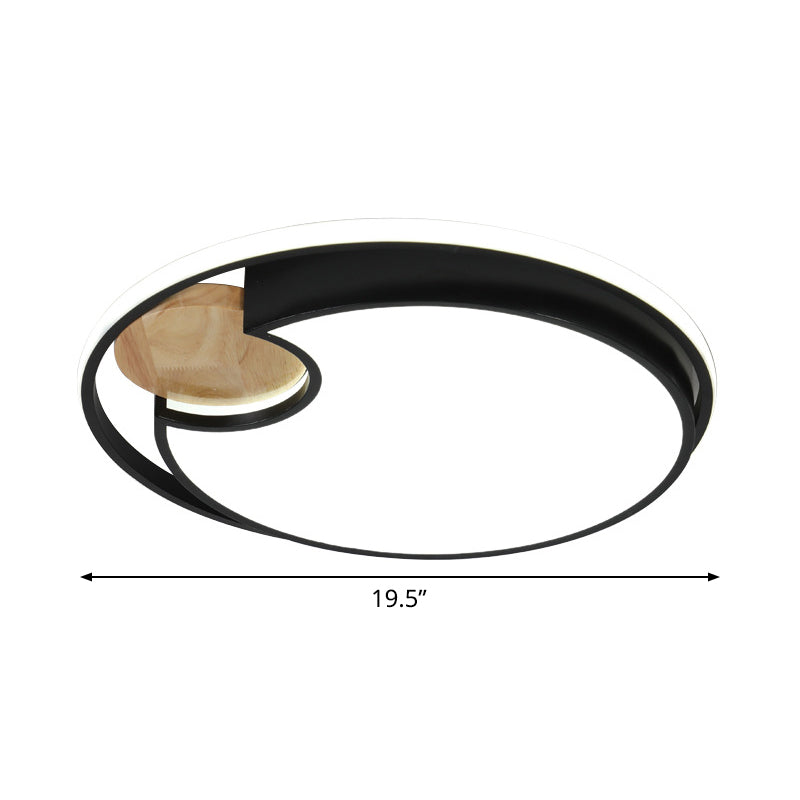 Thin Round Acrylic Flush Mount Simplicity Black LED Ceiling Light in Black with Wood Accent Clearhalo 'Ceiling Lights' 'Close To Ceiling Lights' 'Close to ceiling' 'Flush mount' Lighting' 781359