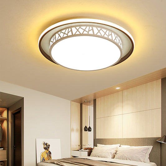 Rounded Flush Mount Light Modern Acrylic Bedroom LED Ceiling Lamp with X-Line Side in Black and White Clearhalo 'Ceiling Lights' 'Close To Ceiling Lights' 'Close to ceiling' 'Flush mount' Lighting' 781361