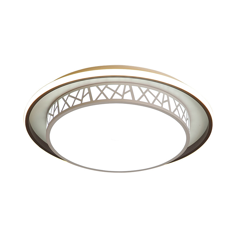 Rounded Flush Mount Light Modern Acrylic Bedroom LED Ceiling Lamp with X-Line Side in Black and White Clearhalo 'Ceiling Lights' 'Close To Ceiling Lights' 'Close to ceiling' 'Flush mount' Lighting' 781362