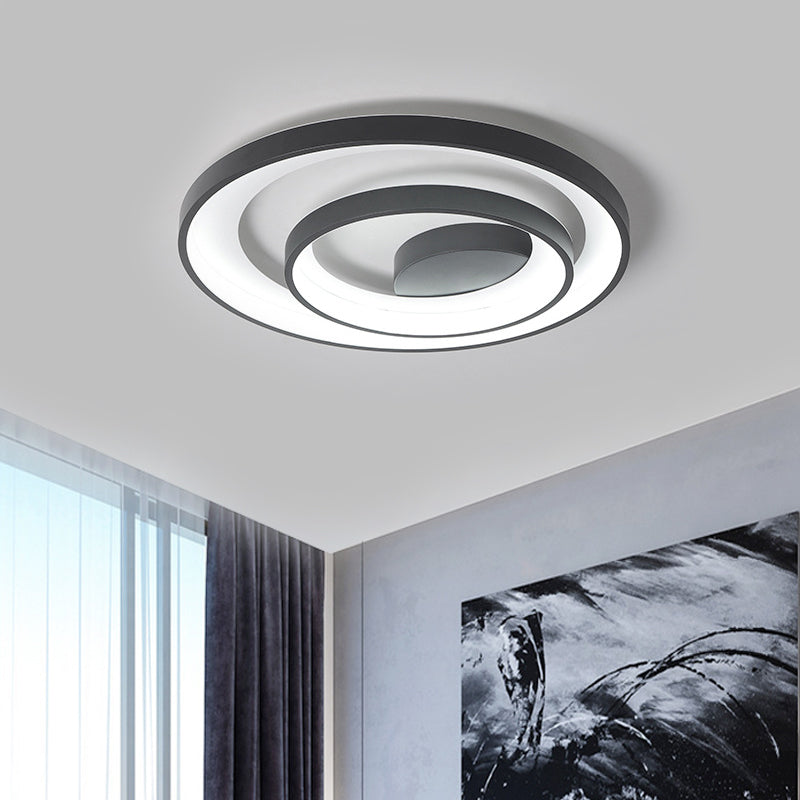 Simple Double Circle Iron Flush Light 16.5"/20.5" Wide LED Close to Ceiling Lamp in Black, Warm/White Light Clearhalo 'Ceiling Lights' 'Close To Ceiling Lights' 'Close to ceiling' 'Flush mount' Lighting' 781365