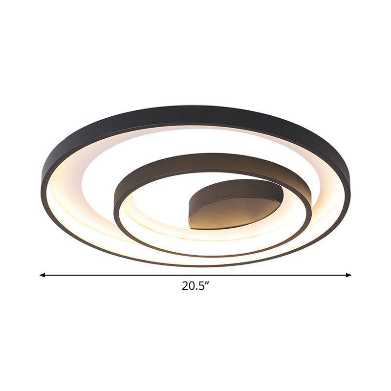 Simple Double Circle Iron Flush Light 16.5"/20.5" Wide LED Close to Ceiling Lamp in Black, Warm/White Light Clearhalo 'Ceiling Lights' 'Close To Ceiling Lights' 'Close to ceiling' 'Flush mount' Lighting' 781368