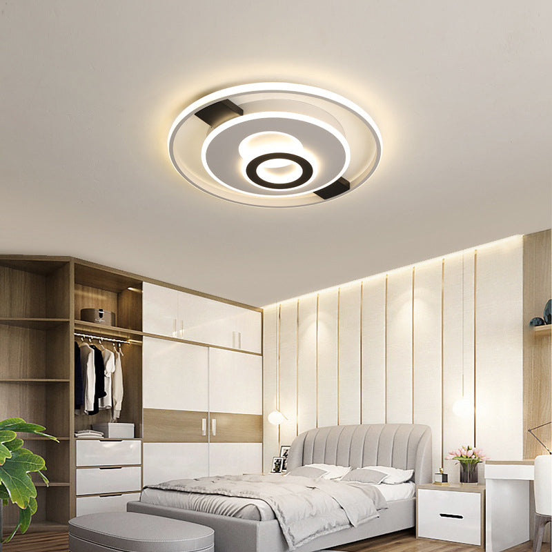 Halo Ring Thin LED Ceiling Lighting Contemporary Acrylic Black-White Flush Mount Fixture in Warm/White Light, 16"/19.5"/23.5" Wide Black-White Clearhalo 'Ceiling Lights' 'Close To Ceiling Lights' 'Close to ceiling' 'Flush mount' Lighting' 781369