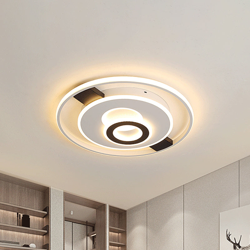 Halo Ring Thin LED Ceiling Lighting Contemporary Acrylic Black-White Flush Mount Fixture in Warm/White Light, 16"/19.5"/23.5" Wide Clearhalo 'Ceiling Lights' 'Close To Ceiling Lights' 'Close to ceiling' 'Flush mount' Lighting' 781370