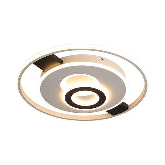 Halo Ring Thin LED Ceiling Lighting Contemporary Acrylic Black-White Flush Mount Fixture in Warm/White Light, 16"/19.5"/23.5" Wide Clearhalo 'Ceiling Lights' 'Close To Ceiling Lights' 'Close to ceiling' 'Flush mount' Lighting' 781371